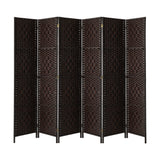 Oikiture 6 Panel Room Divider Privacy Screen Brown - Rear View