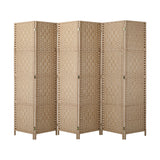 Oikiture 6 Panel Room Divider Privacy Screen Wood