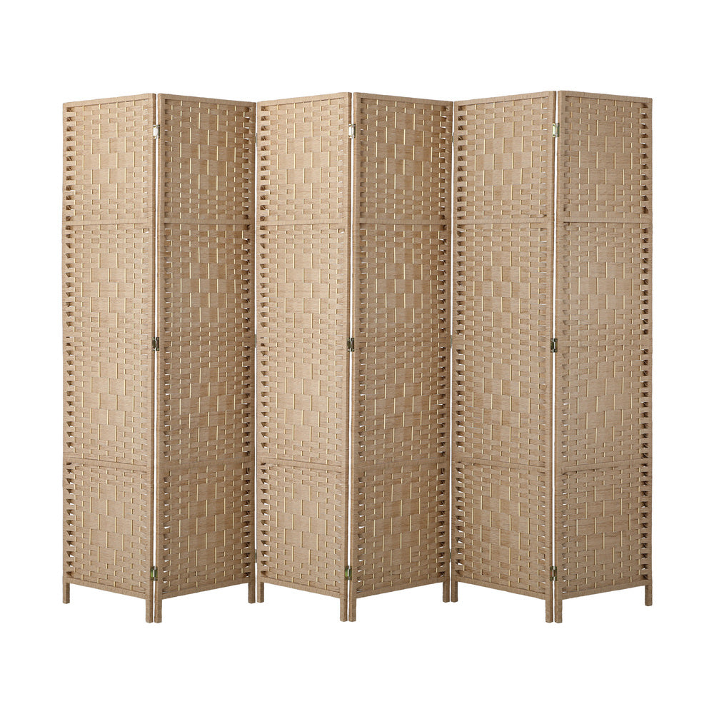 Oikiture 6 Panel Room Divider Privacy Screen Wood