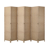 Oikiture 6 Panel Room Divider Privacy Screen Wood - Front View