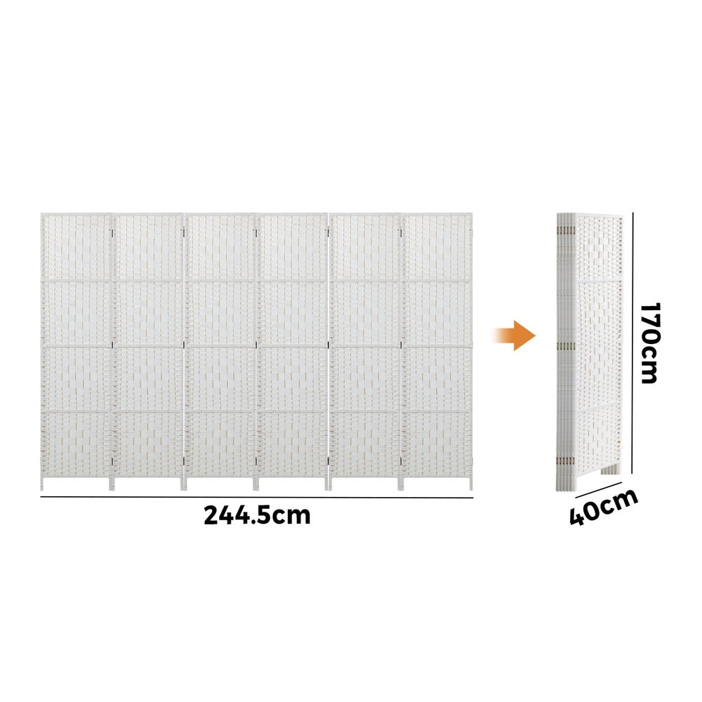 Oikiture 6 Panel Room Divider Privacy Screen White