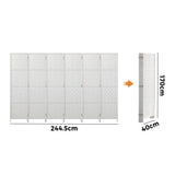 Oikiture 6 Panel Room Divider Privacy Screen White - Rear View
