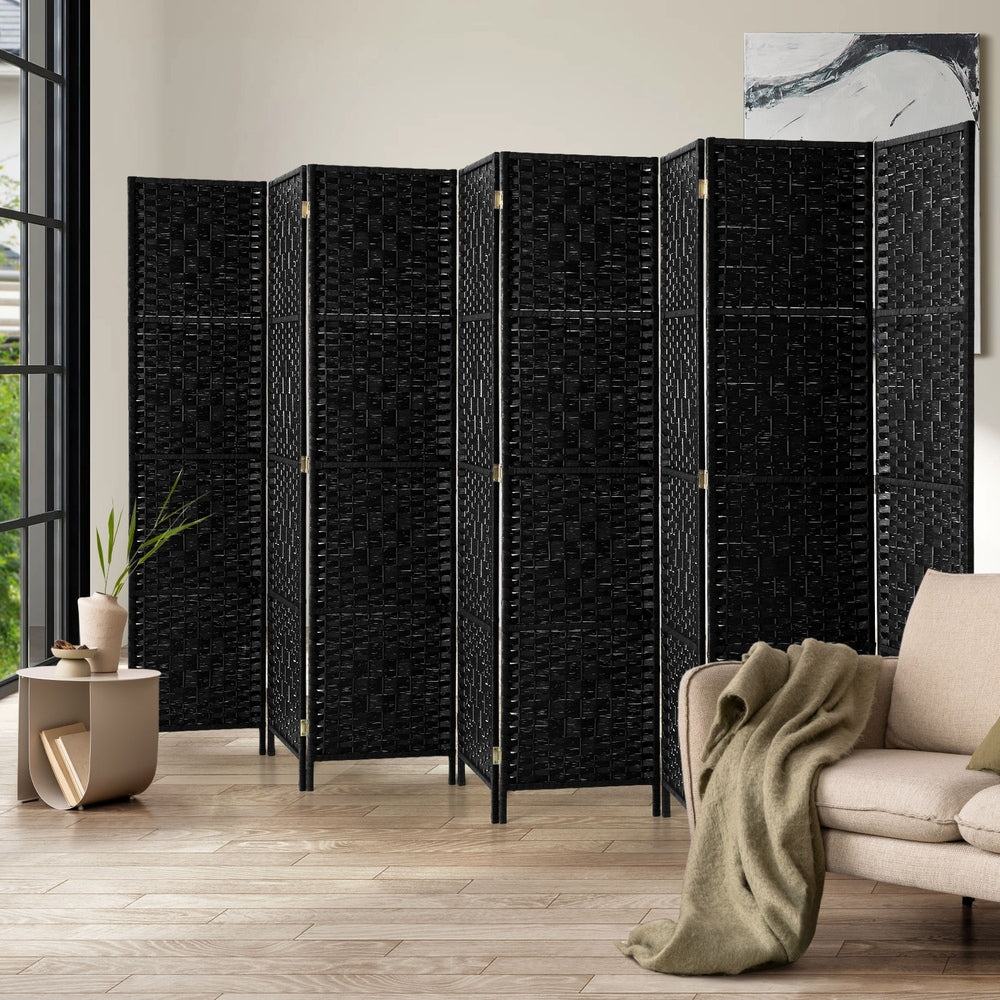 Oikiture 8 Panel Room Divider Privacy Screen Black