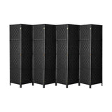 Oikiture 8 Panel Room Divider Privacy Screen Black - Front View