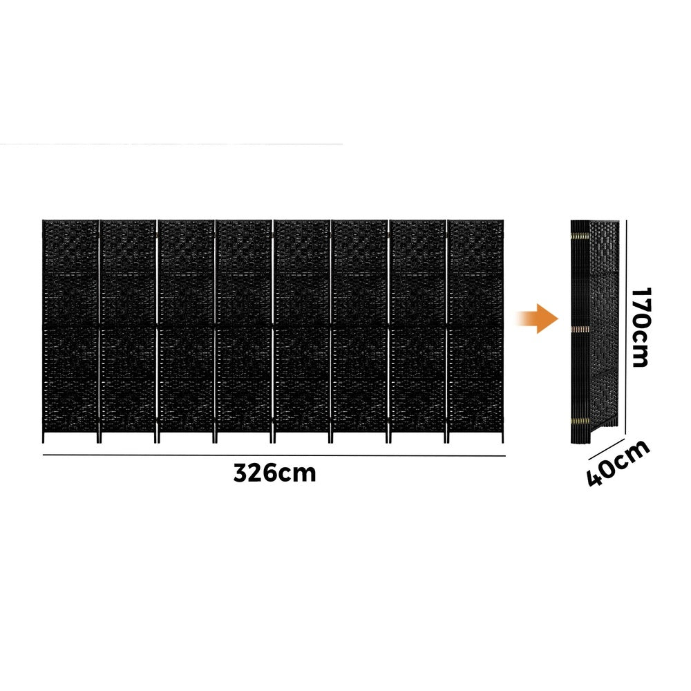 Oikiture 8 Panel Room Divider Privacy Screen Black