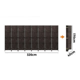Oikiture 8 Panel Room Divider Privacy Screen Brown - Top-Down View