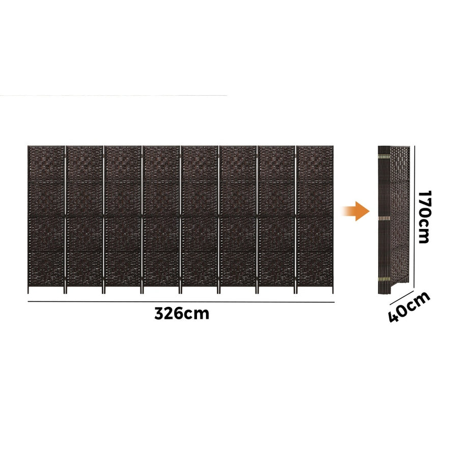 Oikiture 8 Panel Room Divider Privacy Screen Brown, image 4