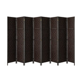 Oikiture 8 Panel Room Divider Privacy Screen Brown - 45-Degree Angle