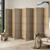Oikiture 8 Panel Room Divider Privacy Screen Wood - Side View