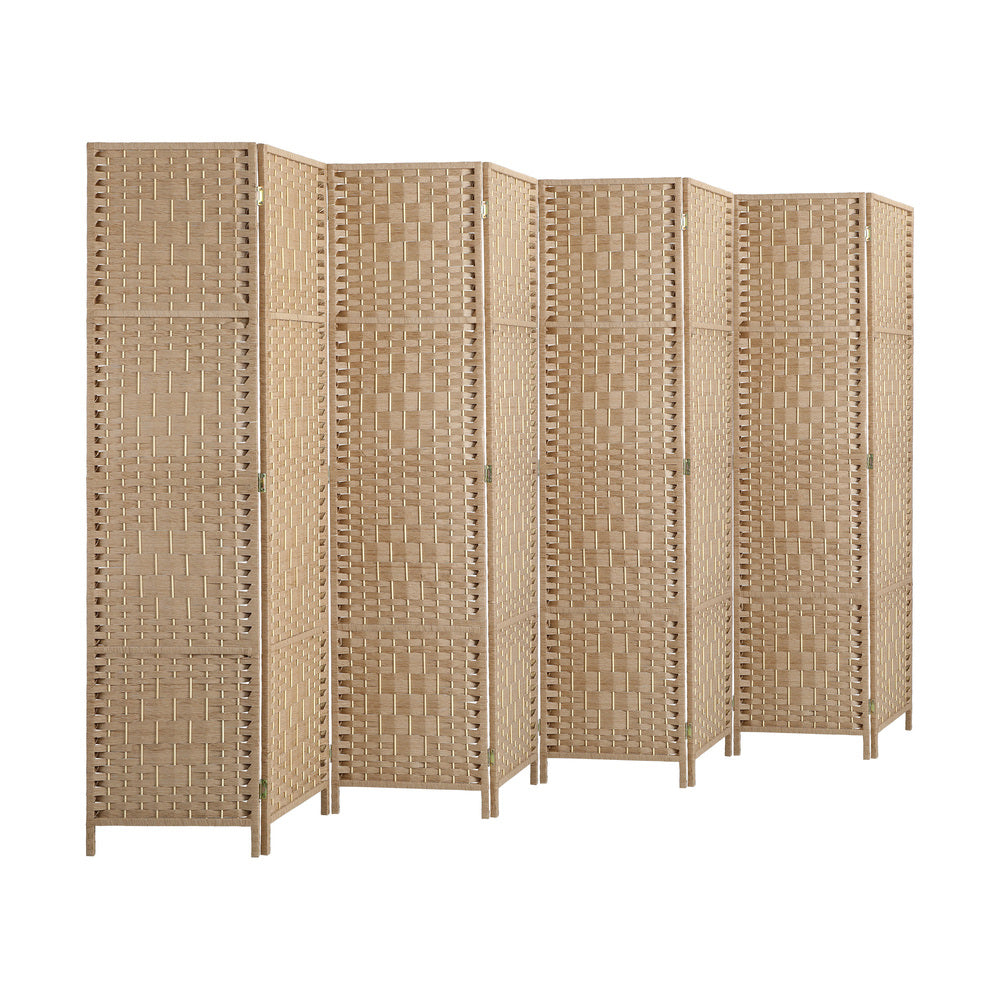 Oikiture 8 Panel Room Divider Privacy Screen Wood