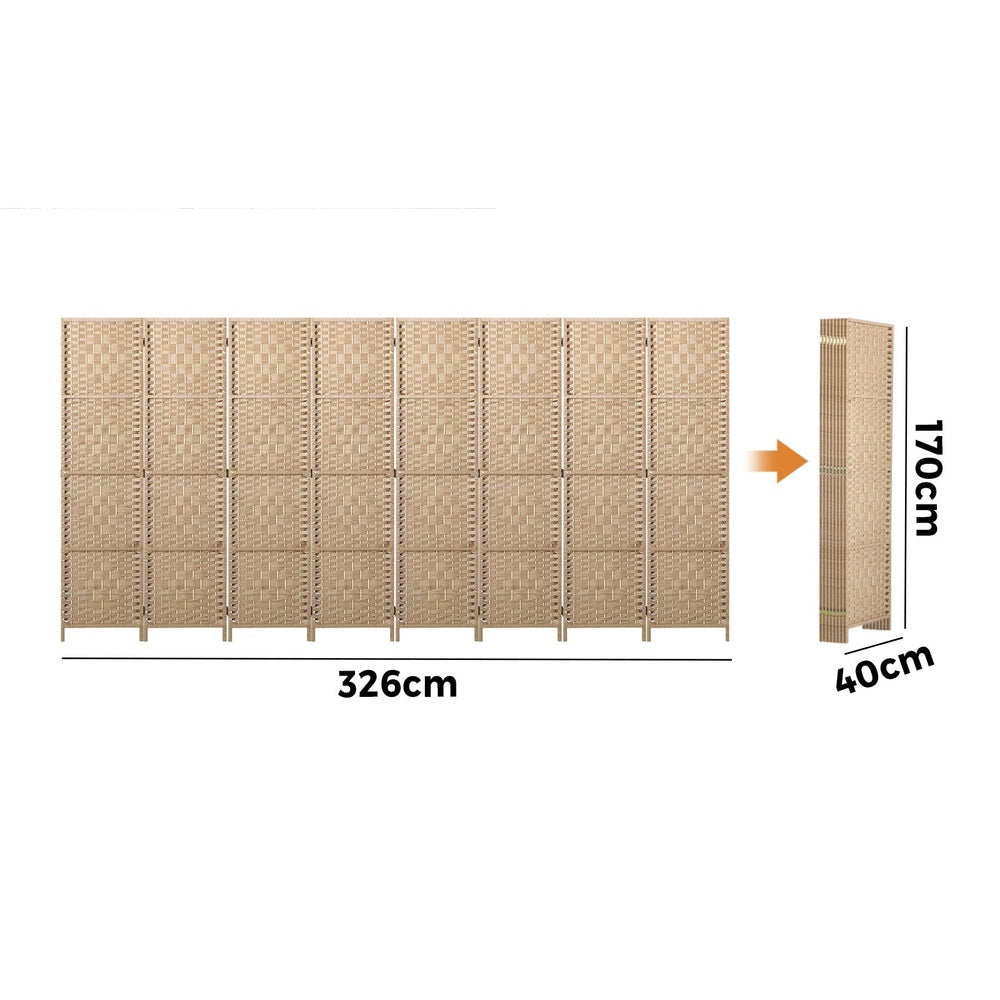Oikiture 8 Panel Room Divider Privacy Screen Wood