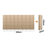 Oikiture 8 Panel Room Divider Privacy Screen Wood - Top-Down View