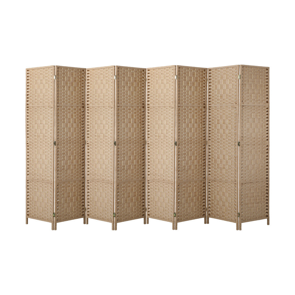 Oikiture 8 Panel Room Divider Privacy Screen Wood