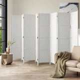 Oikiture 8 Panel Room Divider Privacy Screen White - Close-Up Angle