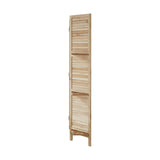 Oikiture 4 Panel Room Divider With Shelves Timber Wooden Natural