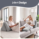 Giselle Bedding Back Pillow for Sitting in Bed, No-Collapse 25D High-Density Base, Ergonomic Lumbar Support Pillow for Gaming, Nursing & Floor Tatami, 90% Shredded Sponge Cushion with Washable Velvet Cover - Side View