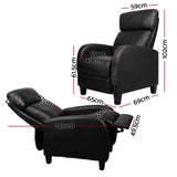 Artiss PU Leather Reclining Armchair - Black - Front View