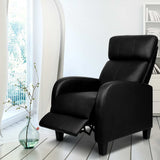 Artiss PU Leather Reclining Armchair - Black - Close-Up Angle