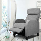 Artiss Fabric Reclining Armchair - Grey - Close-Up Angle