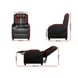 Artiss Recliner Chair Gaming Chair Leather Black Serik - Side View
