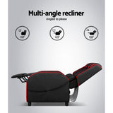Artiss Recliner Chair Gaming Chair Leather Black Serik - 45-Degree Angle