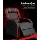 Artiss Recliner Chair Gaming Chair Leather Black Serik - Rear View