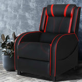 Artiss Recliner Chair Gaming Chair Leather Black Serik - Close-Up Angle