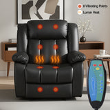 Artiss Manual Massage Recliner Chair for Living Room, Leather Sofa Lounge Reclining Chair with 2 USB Port, 160° Recline Reading Chair with 20CM Wide Armrests, 8 Point Vibration & Lumbar Heat, Black - Top-Down View