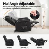 Artiss Manual Massage Recliner Chair for Living Room, Leather Sofa Lounge Reclining Chair with 2 USB Port, 160° Recline Reading Chair with 20CM Wide Armrests, 8 Point Vibration & Lumbar Heat, Black - Rear View