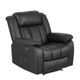 Artiss Manual Massage Recliner Chair for Living Room, Leather Sofa Lounge Reclining Chair with 2 USB Port, 160° Recline Reading Chair with 20CM Wide Armrests, 8 Point Vibration & Lumbar Heat, Black - Extra Image