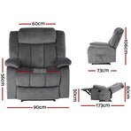 Artiss Recliner Chair Electric Massage Chair Velvet Lounge Sofa Heated Grey, Reclining