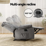 Artiss Recliner Chair Electric Massage Chair Velvet Lounge Sofa Heated Grey, image 5