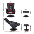 Artiss Recliner Chair Ottoman Heated Massage Black, Reclining