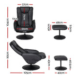 Artiss Recliner Chair Ottoman Heated Massage Black - Front View