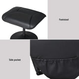 Artiss Recliner Chair Ottoman Heated Massage Black - Rear View