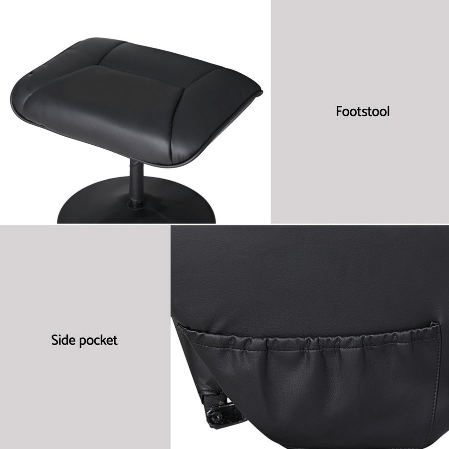 Artiss Recliner Chair Ottoman Heated Massage Black, image 6