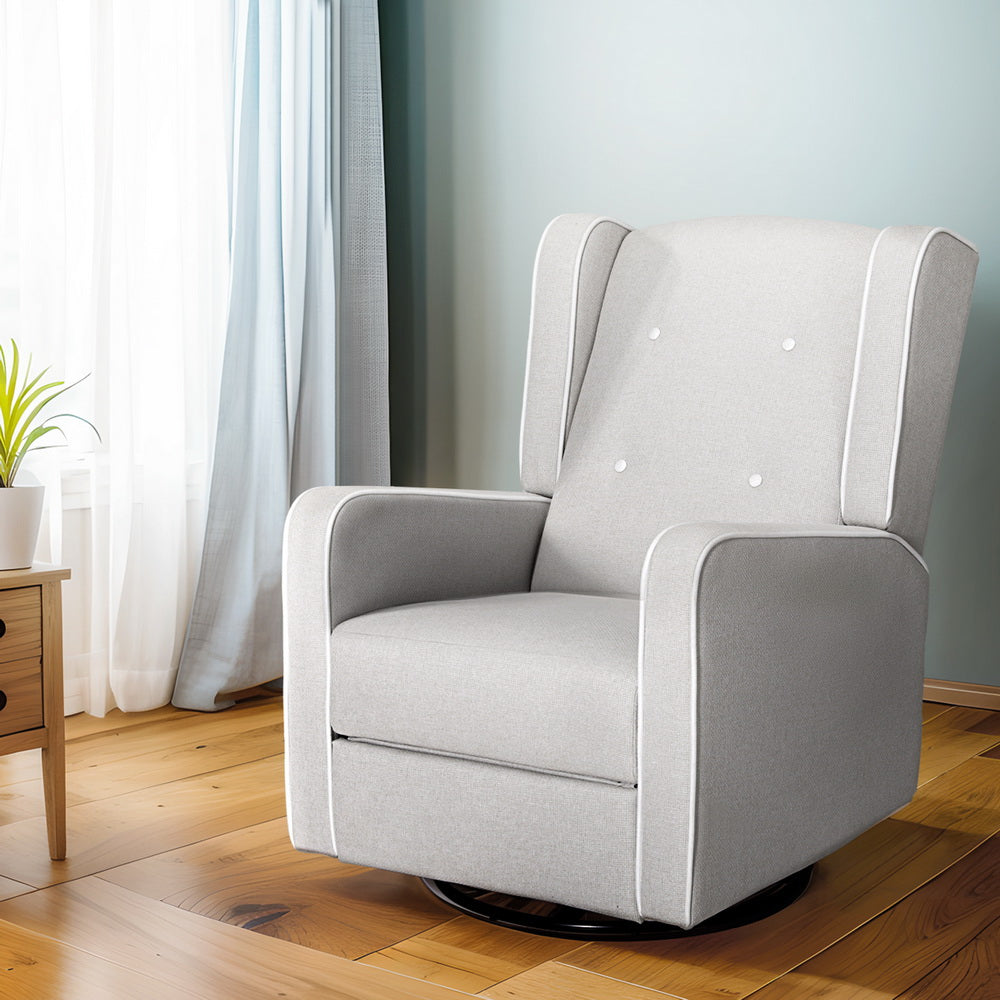 Artiss Recliner Armchair 360? Swivel Grey Fabric