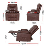Artiss Recliner Chair Lift Assist Heated Massage Chair Leather Claude - Front View