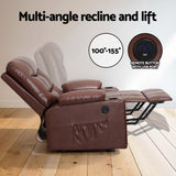 Artiss Recliner Chair Lift Assist Heated Massage Chair Leather Claude - 45-Degree Angle