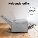 Artiss Recliner Chair Lift Assist Chair Leather Grey - Top-Down View