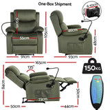 Artiss Recliner Chair Heated Massage Chair with Phone Holder Velvet - Side View