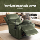 Artiss Recliner Chair Heated Massage Chair with Phone Holder Velvet - Rear View