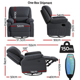 Artiss Rocking Recliner Chair 360 Swivel Massage Heated Reclining Chairs - Front View