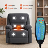 Artiss Rocking Recliner Chair 360 Swivel Massage Heated Reclining Chairs - 45-Degree Angle