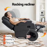 Artiss Rocking Recliner Chair 360 Swivel Massage Heated Reclining Chairs - Rear View