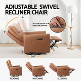 Artiss Swivel Recliner Chair Leather Rocking Reclining Sofa with Charging Ports LED Brown - Top-Down View