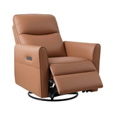 Artiss Swivel Recliner Chair Leather Rocking Reclining Sofa with Charging Ports LED Brown - Extra Image