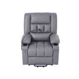 Artiss Power Lift Recliner Chair with Massage and Heat for Elderly, Electric Sofa Reclining Chair with USB and Phone Holder, PU Leather Comfy Armchair for Living Room, 2 Cup Holder & 4 Pockets, Grey - Top-Down View