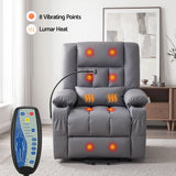Artiss Power Lift Recliner Chair with Massage and Heat for Elderly, Electric Sofa Reclining Chair with USB and Phone Holder, PU Leather Comfy Armchair for Living Room, 2 Cup Holder & 4 Pockets, Grey - Rear View