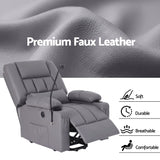 Artiss Power Lift Recliner Chair with Massage and Heat for Elderly, Electric Sofa Reclining Chair with USB and Phone Holder, PU Leather Comfy Armchair for Living Room, 2 Cup Holder & 4 Pockets, Grey - Low Angle